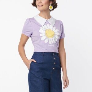 DAISY NWT Cropped Top Lavender with Daisy floral.